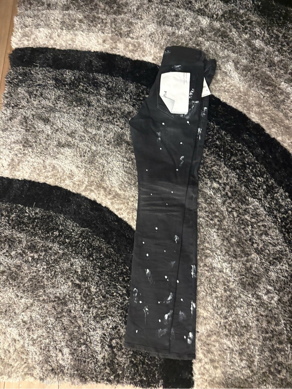 Men's Skinny Paint-Splatter Jeans - Black